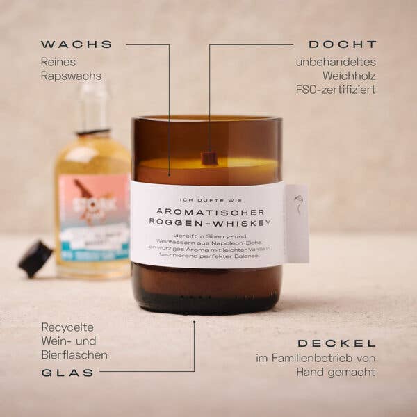 Exklusive Duftkerze – Aromatischer Roggen Whiskey - Blossom Hair & Fashion