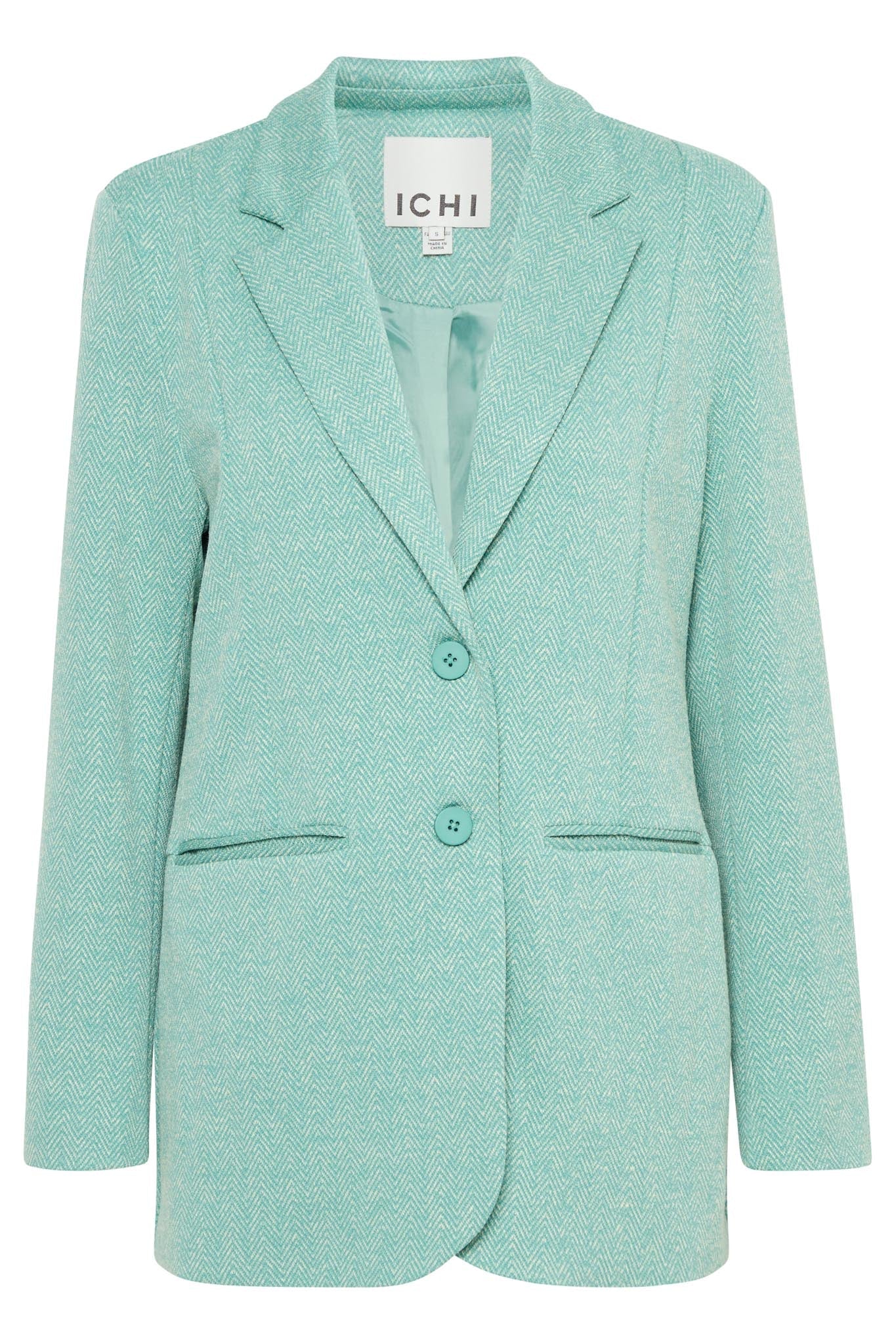 Lässiger Long - Blazer für Damen in Beryl Green - Blossom Hair & Fashion