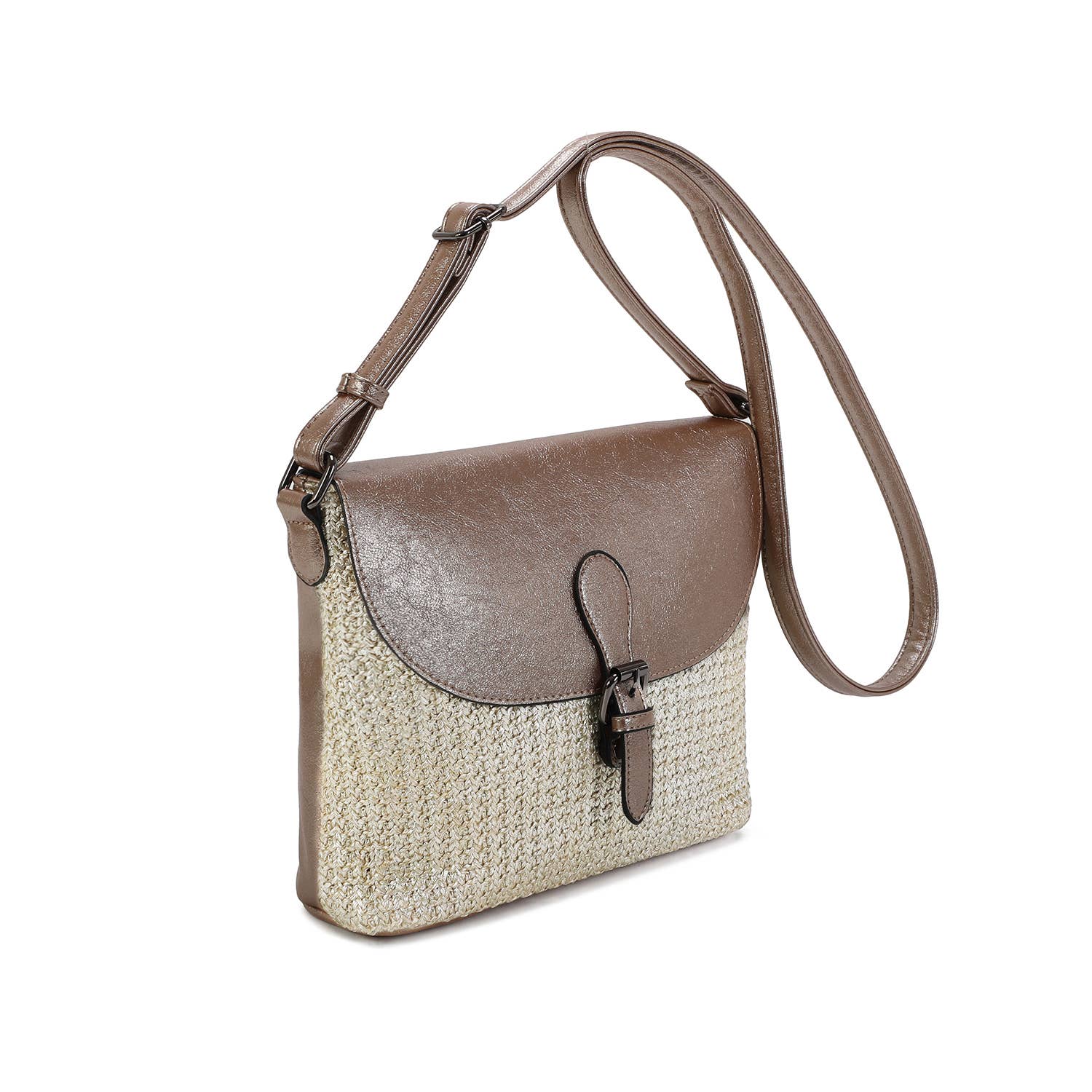 Weiche gewebte Schultertasche in Taupe - Blossom Hair & Fashion